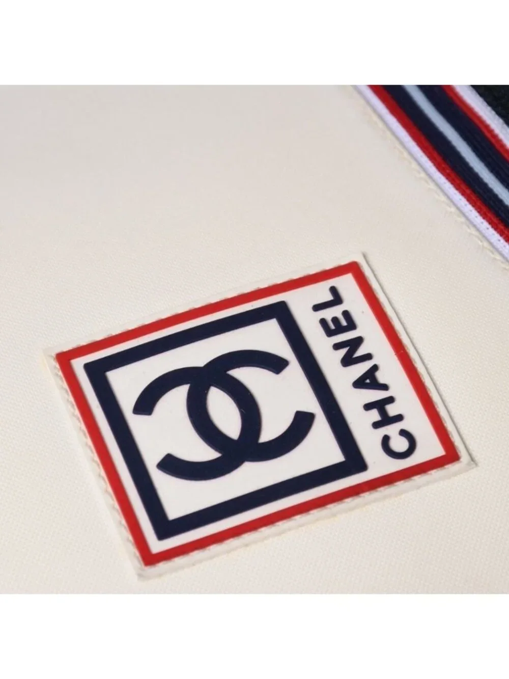 Chanel Sports Line Shoulder Bag CC Logo Navy Ivory Silver